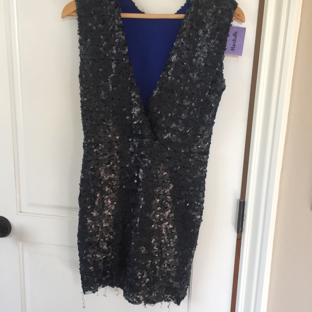 Sequin low neck mini dress